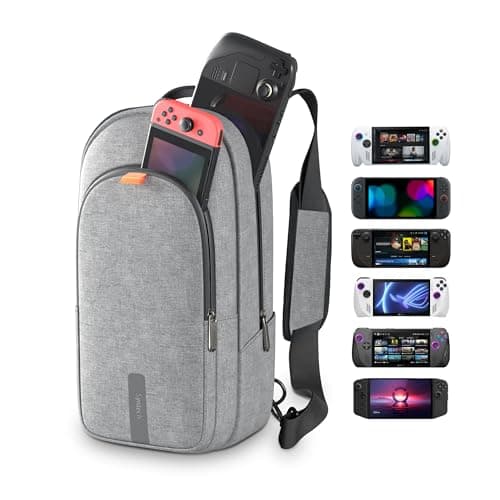Syntech Carrying Case Compatible with Steam Deck OLED/ROG Ally X/ROG Xbox Ally X/Legion Go S/Nintendo Switch 2/PS Portal, Portable Travel Sling Bag for Consoles & Accessories with Large Storage, Gray - Image 1