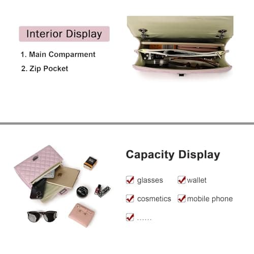 Gladdon Quilted Crossbody Purse for Women Trendy Ladies Shoulder Bag with Chain Designer Purses Light Purple I - Thumbnail 4