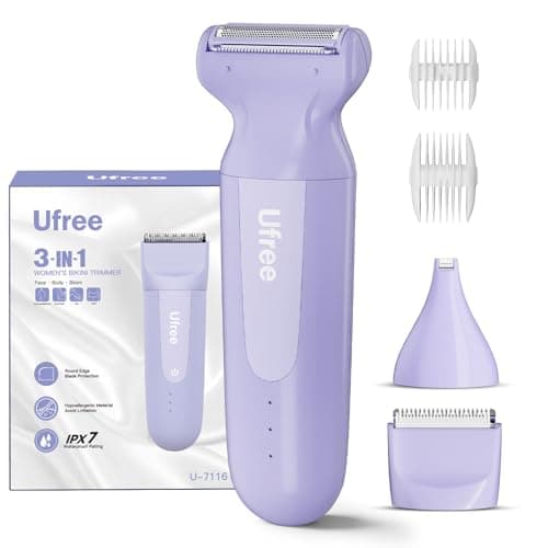 Ufree 3-in-1 Women's Electric Razor with Ceramic Blades, IPX7 Waterproof Bikini Trimmer for Women, Pubic Hair Trimmer, Cordless Rechargeable Shaver for Legs, Armpit, Valentine's Gifts for Women - Image 1