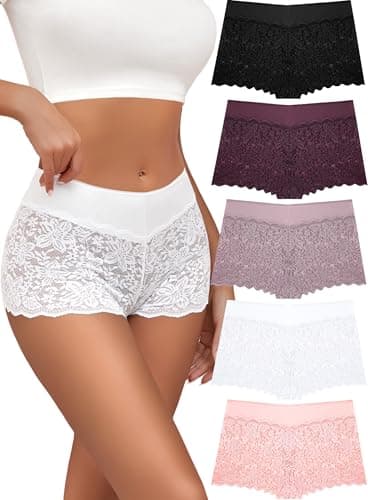 ALL OF SHE Lace Boyshort Sexy Underwear Womens Panties Cheeky Plus Size Lingerie Women's Clothing Fall Clothes 5 Pack - Image 1