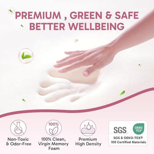 Ergonomic Memory Foam Pillow 2 heights: Mid-Low, Cervical Support Relieve Neck Back Pain, Breathable Cool Ice Silk Anti-Wrinkle Cover, SGS Certificates, for Side Back Stomach Sleeper, Queen Size - Thumbnail 5