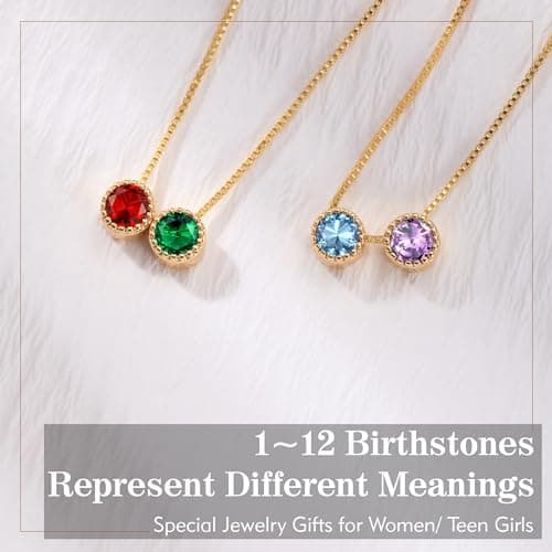 Sistble Women Birthday Gift Ideas, Aquamarine Necklace Birthday Gifts for Mom March December Birthstone Turquoise Necklaces Mothers Day Gift Gold Jewelry for Teen - Thumbnail 6