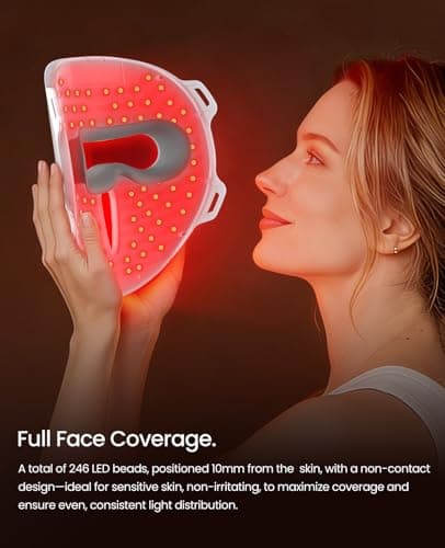 Facego Red Light Mask for Face, 7-1 Colors Red Light Face Mask, Cordless Red-Light Facial Mask with Eye-Protection, Rechargeable for Skincare at Home & Travel - Thumbnail 2