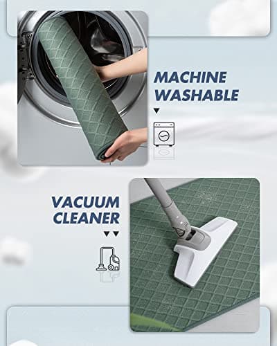 AMOAMI Ultra Thin Bathroom Rugs, Rubber Backed Bath Mats for Bathroom Non Slip, Absorbent Bathroom Mat for Floor, Shower, Sink(16"x24", Green) - Thumbnail 6