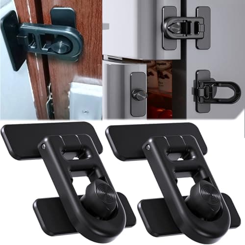 Bstsilver 2-PACK Refrigerator Lock Childproof Baby Proofing for Cabinet Door Corner Drawer Freezer RV Oven Cupboard Closet Kitchen, Fridge Latches for Cat Dog Toddler, Upgraded Adhesive Easy Install - Image 1