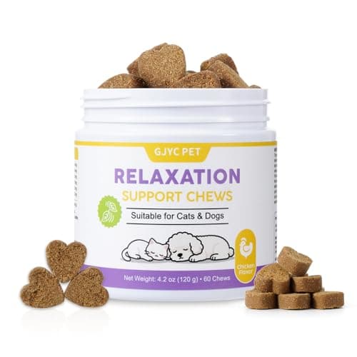 GJYC PET Calming Chews for Dogs & Cats – Anxiety Relief & Stress Support Supplement, Non-Drowsy Relaxation for Separation, Thunderstorms & Travel, Herbal Calming Formula, Chicken Flavor Soft Chews - Image 1