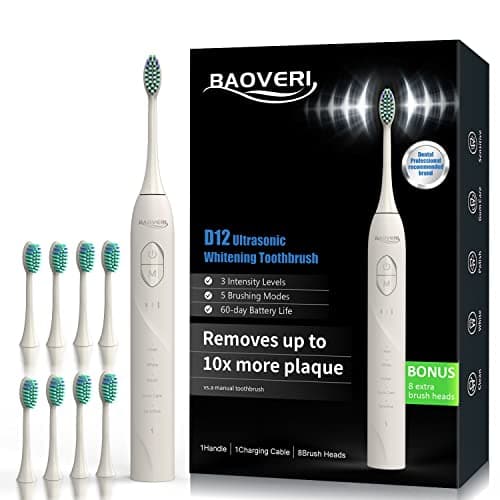 BAOVERI Electric Toothbrush for Adults&Kids, 42000 VPM Rechargeable Sonic Toothbrushe with 8 Brush Heads, 5 Modes & 3 Intensity Levels, IPX7 Waterproof, 2-Min Smart Timer, 4 H Fast Charge for 60 Days - Image 1
