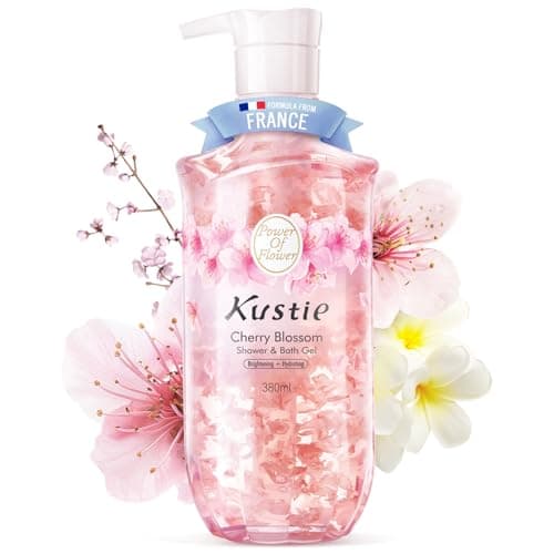 Kustie Sakura Floral Body Wash with Real Petals – Botanical Shower Gel with Niacinamide & Hyaluronic Acid, Spa Cleanser with Fresh Floral Scent, 12.8 fl oz - Image 1