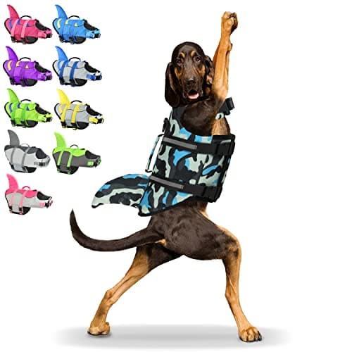 Fragralley Shark Dog Life Jacket, High Buoyancy with Tear-Resistant Nylon, Dog Float Vest for Swimming and Boating, Pet Life Preserver for Small Medium Large Dogs (PFD) - Image 1