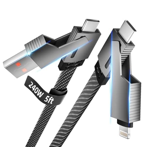 MPATIBY 4 in 1 Charging Cable Fast Charging,240W USB C Cable 4-in-1 USB Multi Charging Cable with E-Mark Chip, Multiple iPhone Charger Cord for iPhone 16/15/14/13 Series/Tablets/Galaxy & More(5FT) - Image 1