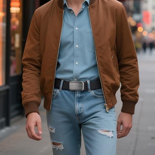 VANNANBA Stretch Ratchet Belts for Men - Elastic Nylon Belt for Work Golf Casual Pants - Thumbnail 6