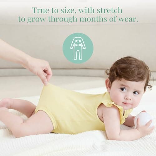 PATPAT Baby Girl Bodysuits 3 Pack – Organic Rayon Viscose for Bamboo Blend Infant Summer Rompers, Soft Breathable Outfits, Baby Clothing Essentials Registry Gift Newborn Infant Yellow-Bee 6-9 Months - Thumbnail 6