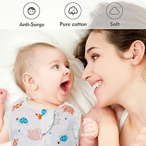 ANYEDDE Baby Transitional Swaddle Sleep Sack - Swaddles for Newborns, Cuff Removable Arms Up Design, Free Wearable Blankets with 2-Way Zipper, Underwater World (3-6 Month) - Thumbnail 2