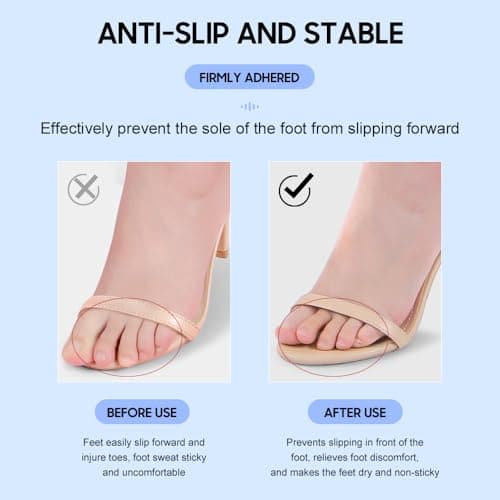 XINIFOOT High Heel Inserts for Women, 3/4 Length Women Thin Shoe Insoles for High Heels, Pumps, Open Toes, Flats, and Sandals, Anti-Slip Gel Cushions for Pain Relief (4 Pairs, Black+Beige) - Thumbnail 4