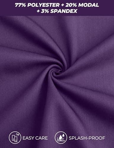 Scrubs for Women, Soft V-Neck Scrub Tops, Stretch and Wrinkle-Free Fabric with 2 Pockets, Breathable & Easy Care Purple - Thumbnail 4