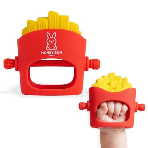 NomNom Fries Baby Teether Toy - Safe and Certified, Parent-Designed, BPA-Free, Food-Grade Silicone, Anti Dropping Teething Mitten, Multiple Texture - Image 1