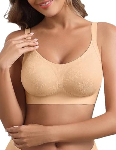 Avidlove Jelly Bras for Women No Underwire Seamless Bra Wireless Push Up Bra Tshirt Padded Bralette Nude XL - Image 1