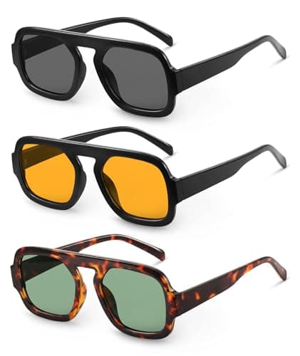 YDAOWKN Retro Square Aviator Sunglasses for Women Men Trendy Flat Top Sun Glasses UV Protection Vintage Shades - Image 1