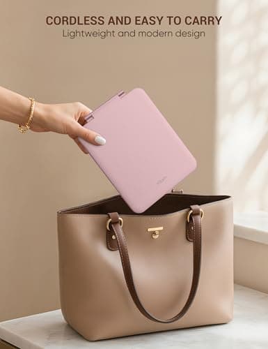 klarh Travel Makeup Mirror with 1X/10X Magnifying, Portable Folding Make Up Tabletop Mirror for Office, Compact Vanity Mirror for Travel (Rose Pink, No LED Lights) - Thumbnail 5