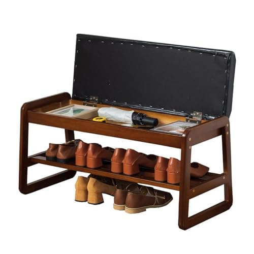 latifolia Shoe Rack Bench, Entryway Shoe Bench with Cushion, Flip-Open Storage Compartment, 2-Tier Shoe Organizer(Black,31.50''L) - Image 1