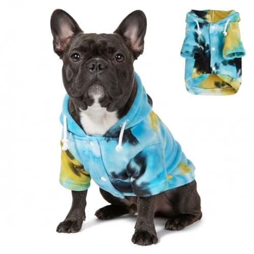 Mklhgty Tie Dye Dog Hoodie, Winter Coat for Small Dogs - Ultra-Soft Adjustable Warm Hood, Breathable Comfort Fabric for Daily Use - Image 1