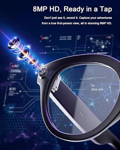 kttung AI Smart Glasses with Camera, 1080P Video Recording, 8MP Camera Glasses, Real Time Translation & Voice Assistant, Open-Ear Bluetooth Audio for Vlogging, Travel and Meetings - Thumbnail 3