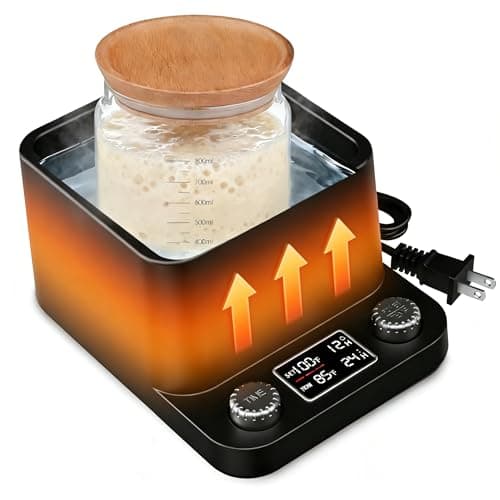 Sourdough Starter Warmer - Precise 1°F MYMULIKE Water Bath Warming, Thermostat Control (70-104°F), Even Heating, 198H Timer, Fits Bottles Up to 50 Oz - Ideal for Yeast Cultivation & Home Baking - Image 1