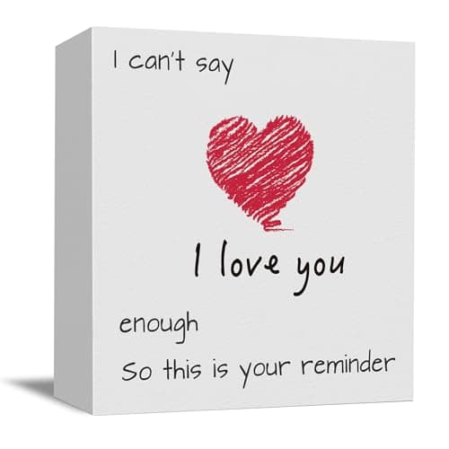 Valentine's Day Wooden Box Sign - 5x5 Inch Rustic "I Can't Say I Love You Enough" Love Sign, Home Decor for Valentine's Day Gifts for Her/Him, Wedding Anniversary, Shelf & Table Decor - Image 1