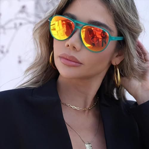 KUGUAOK 3PACK Polarized Aviator Sunglasses for Women Men Sports Style UV400 Protection Running Sun Glasses Vintage Trendy Shades - Thumbnail 3