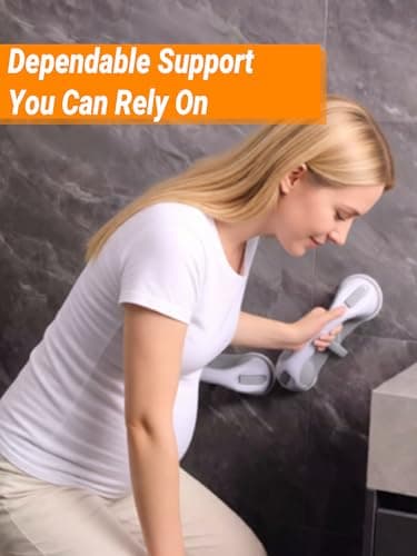 2-Pack Heavy Duty Suction Grab Bars 3 Suction Cups No Drill Removable Safety Handrails for Seniors Elderly Disabled Waterproof for Bathroom Shower Tub Toilet Supports Up to 250 LBS 113.4 KG - Thumbnail 4