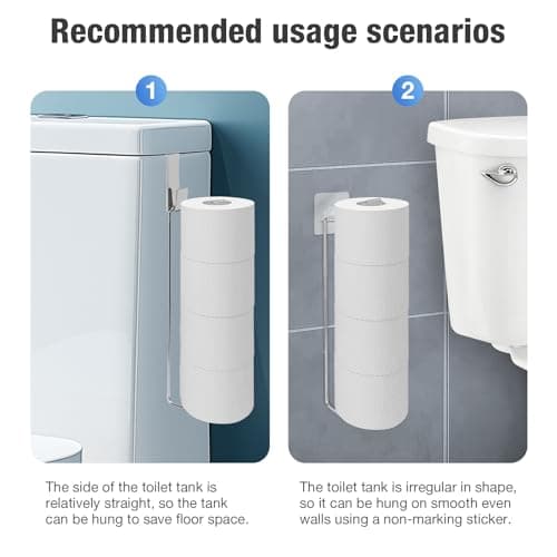 Conworld Toilet Paper Storage for 4 Roll Tissue, Over The Tank Toilet Paper Holder, Stainless Steel Rustproof Toilet Paper Holder Wall Mount, for Rv, Bathroom Storage and Organization, Silver, 1 Pack - Thumbnail 4