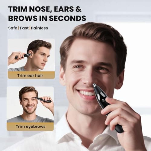 Selouj Ear and Nose Hair Trimmer for Men, 2025 Professional Painless USB Rechargeable Eyebrow & Facial Electric Hair Trimmer for Men Women, Powerful Motor, Dual Edge Blades, IPX7 Waterproof Easy Clean - Thumbnail 3