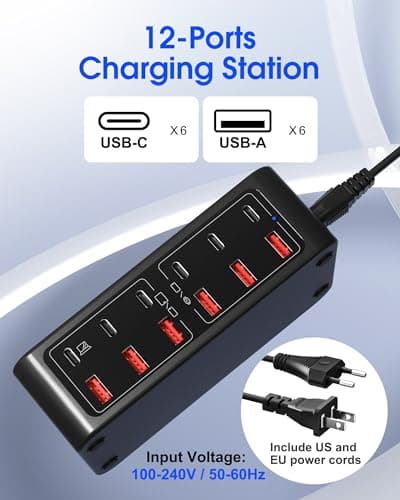 220W GaN Charger Hub, 12 Port USB C Charging Station with PD 65W - Thumbnail 2