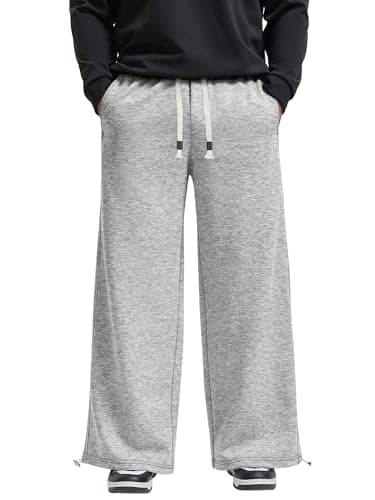 Crastimo Men Baggy Cotton Oversized Sweatpants Comfy Loose Gym Lightweight Straight Athletic Lounge Slacks Spring Valentine Day Gift for Him Gray XXL - Image 1