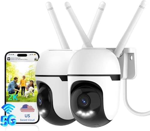 Potegrap Outdoor Camera, Wired Security Camera Outdoor, Security Camera Outdoor, 5G 24/7 Continuous Recording, SD Card/US-Based Cloud Storage, 2K Color Night Vision, Motion Tracking (white02) - Image 1