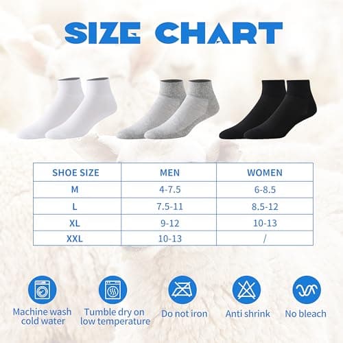Forcool Diabetic Ankle Socks, Loose Top Extra Wide Non-Binding and Cushioned for Men's Women's, Black White, Large, 6 Pairs - Thumbnail 6