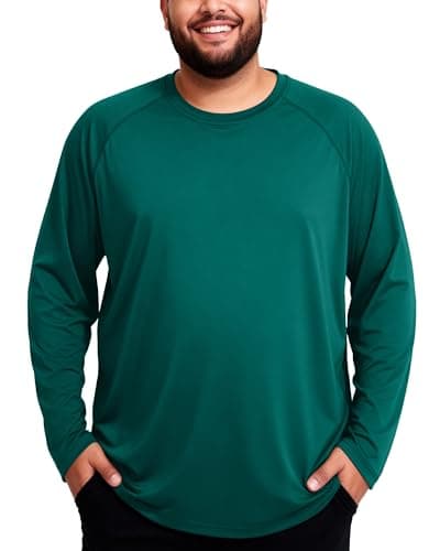 Roadbox Men's Big and Tall UPF 50+ UV Sun Protection Shirts, Long Sleeve Cooling Rash Guard Quick Dry Fishing Swim T-Shirt Royal Green - Image 1