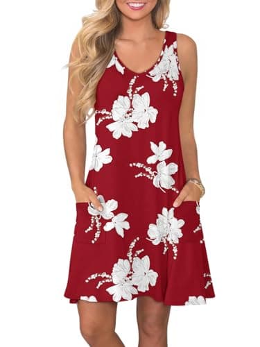 ATHMILE Womens Summer Dresses V Neck Sleeveless Tank Sundresses Beach Vacation Casual Clothes with Pockets - Image 1