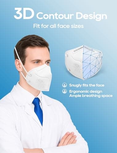 N95 Masks NIOSH Approved for Adults, 50 Pack Individually Wrapped, Particulate Respirator N95 Face Masks Universal Fit Comfortable - Thumbnail 4