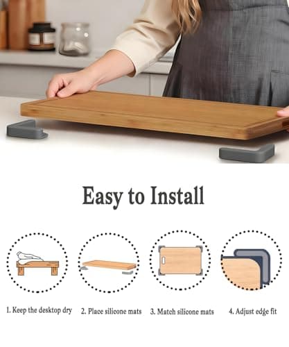Adabuli Silicone Non-Slip Cutting Board Feet, Reusable Removable Chopping Boards Feet for Home Kitchen Countertops (Brown, Gray) - Thumbnail 5