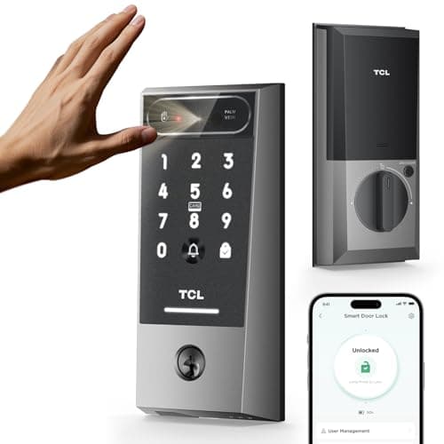 TCL Smart Lock D2 Pro with Palm Vein Recognition, Keyless Entry Door Lock for Front Door, Wi-Fi Keypad Deadbolt, App Remote Control, Auto Lock, Rechargeable Battery, Works with Alexa & Google - Image 1