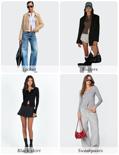 Gleeneat Womens Long Sleeve Button Down Up Going Out Cardigan Sweaters Tops Ribbed Knit Lightweight Cropped Cute Summer Shirts Fall Spring Cardigans 2026 Clothes Outfits Grey - Thumbnail 3