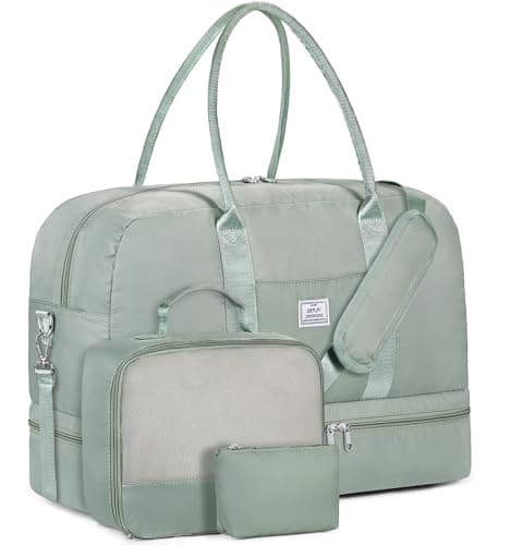 IBFUN Weekender Bags for Women, 3PCS 21" Large Travel Duffle Carry On with Crossbody Bag & Toiletry Bag, Water-Resistant Shoe Compartment, Trolley Sleeve, for Business Weekend Overnight Trips - Image 1