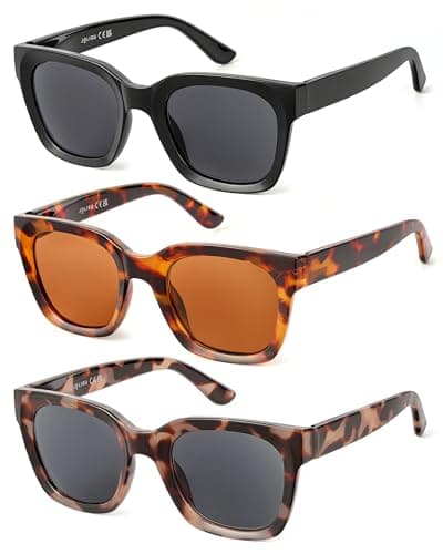 JOLISU 3 Pack Full Lens Reading Sunglasses for Women - Oversized Sun Readers with UV400 Protection, Spring Hinge Eyeglasses(2.25 Non-Bifocal) - Image 1