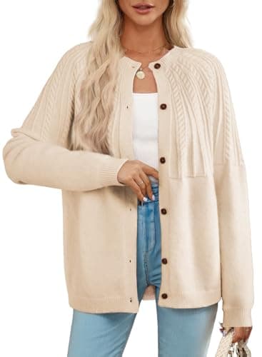 Dokotoo Cardigan Sweaters for Women Lightweight 2024 Fall Outfits Fashion Trendy Women's Open Front Business Casual Crewneck Crochet Knit Womens Cardigans Winter Sweaters - Image 1