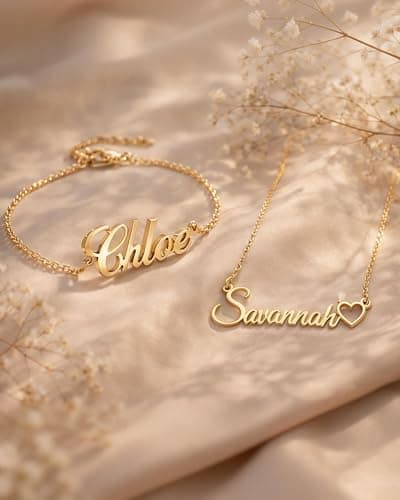bccpnl Personalized Name Necklace — 18K Gold Plated Nameplate, 14 Fonts, Includes Custom Icon, Gift for Girl/Women (Birthday, Mother’s Day). - Thumbnail 3