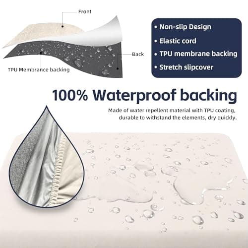 MRGSDL 8Pcs Patio Cushion Covers,Outdoor Cushions Covers,Stretch Cushion Covers Replacement, Washable and Reusable Furniture Protectors(Beige) - Thumbnail 4