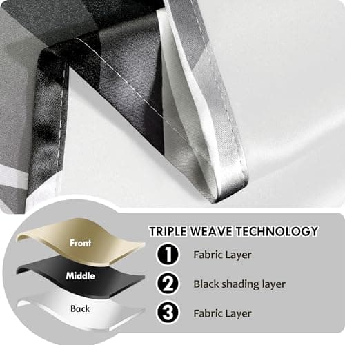 weesire Black and Grey Curtains Modern Striped Decorative 50% Light Blocking Darkening Grommet Grey Curtain for Living Room Villa, Bedroom Gray and White 2 Panels Set, 52x84 Inches - Thumbnail 5