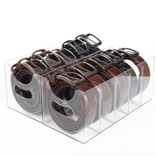 Hualinsyi Belt Organizer 2pack,Acrylic Belt storage Organizer for Closet with Removable Dividers - 5 Compartments & Handles Drawer organization and storage for underwear, Socks, and Ties (2) - Image 1