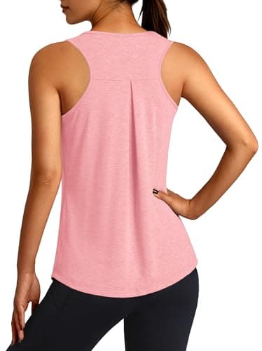 3rd hill Workout Tank Tops for Women Racerback Sleeveless Yoga Top Loose Fit Gym Shirt Running Athletic Tanks Pink XL - Image 1